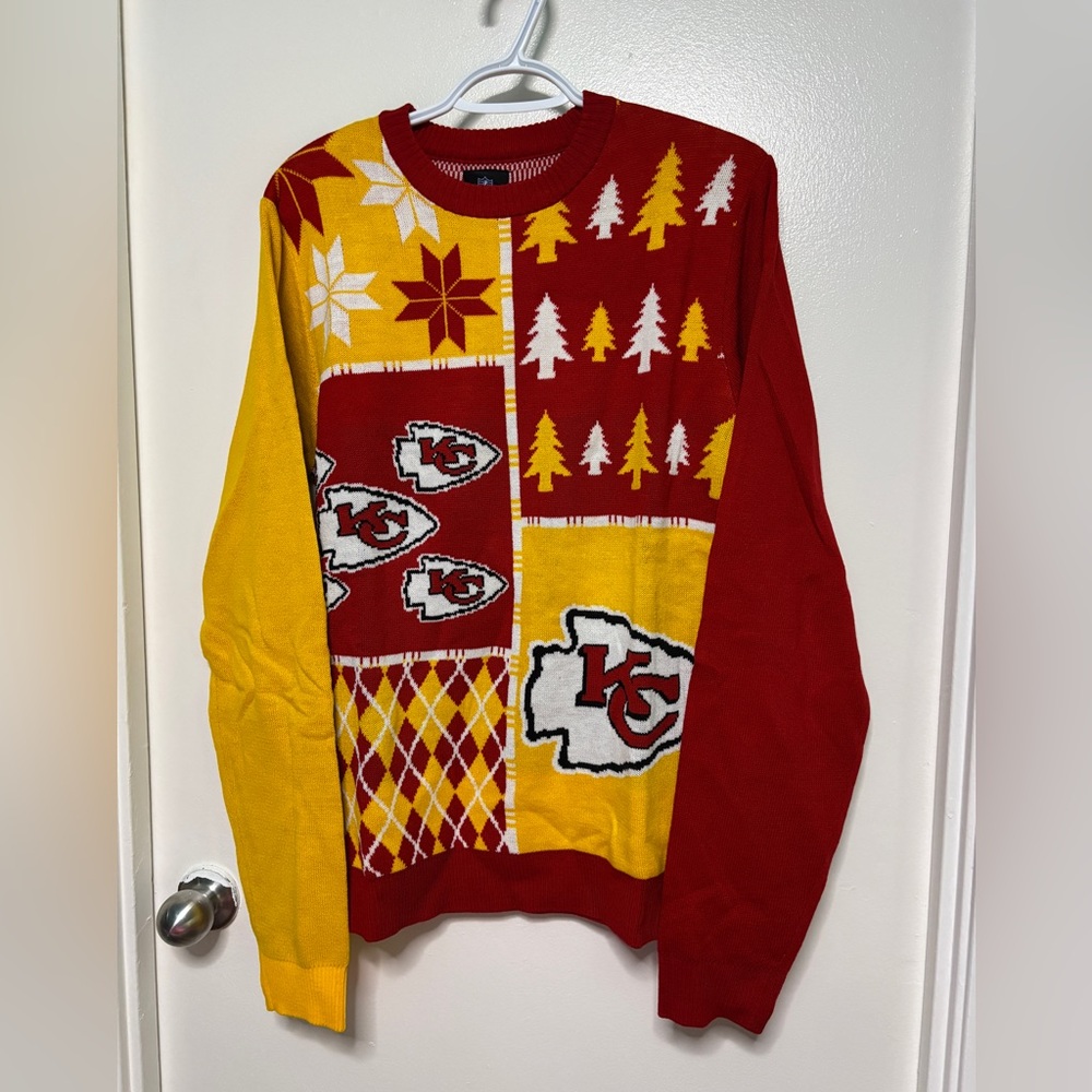 BNWT NFL KANSAS CITY CHIEFS UGLY CHRISTMAS SWEATER size S/M